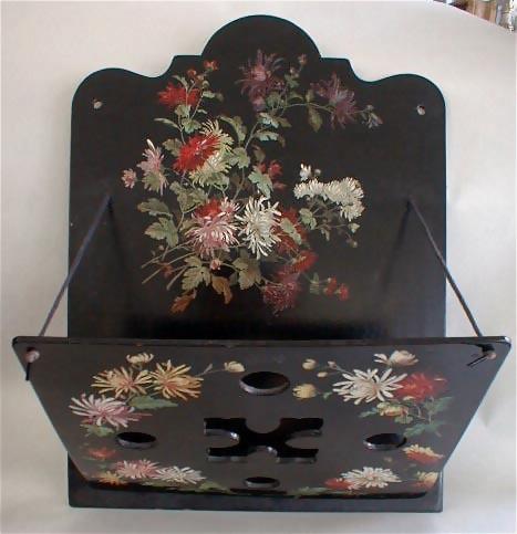 Black Lacquered Paper Mache Wall Letter Holder Black Lacquered Paper Mache Wall Letter Holder