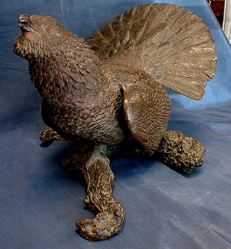 Magnificent Large Bronze Bird/Grouse Signed Magnificent Large Bronze Bird/Grouse Signed