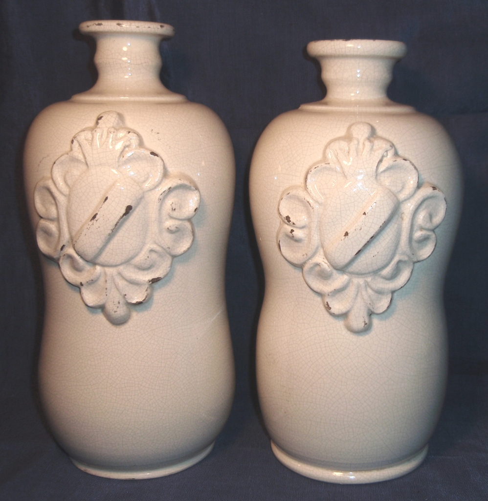 Pair of Outstanding White French Pottery Vases Pair of Outstanding White French Pottery Vases