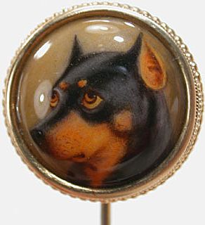 Signed Enamel Dog Stickpin Signed Enamel Dog Stickpin