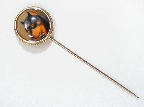 Signed Enamel Dog Stickpin Signed Enamel Dog Stickpin