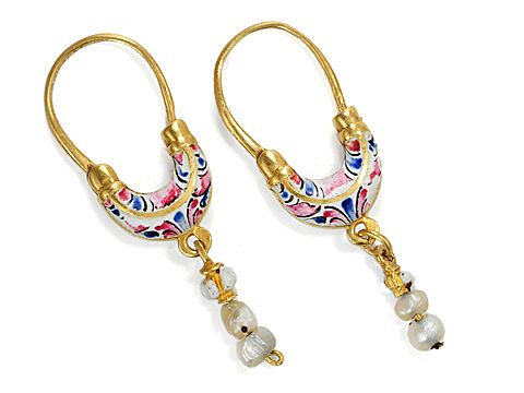 Scarce & Exquisite Late 17th C. Enamel "Boat" Earrings Scarce & Exquisite Late 17th C. Enamel "Boat" Earrings