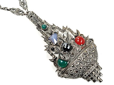 Superb Art Deco Giardinetti Pendant Necklace Superb Art Deco Giardinetti Pendant Necklace