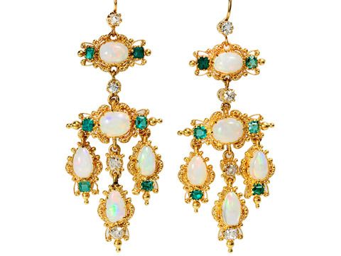 Magnificent Victorian Jeweled Girandole Earrings Magnificent Victorian Jeweled Girandole Earrings