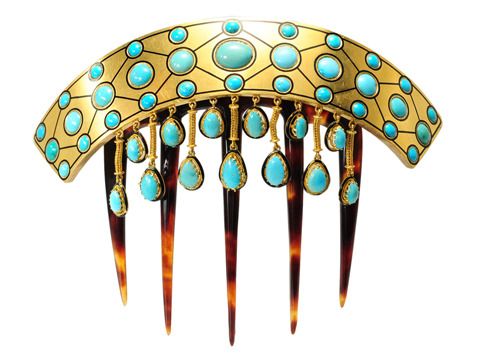 Magnificent French Gold Turquoise Hair Comb Magnificent French Gold Turquoise Hair Comb