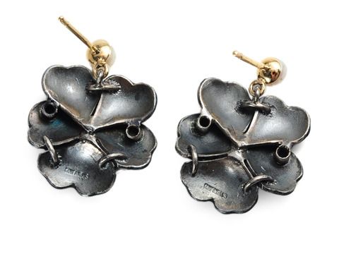 Pansies at Midnight - Flower Motif Earrings Pansies at Midnight - Flower Motif Earrings