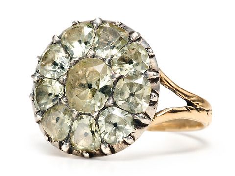 Late 18th C. Chrysoberyl Cluster Ring Late 18th C. Chrysoberyl Cluster Ring