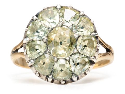 Late 18th C. Chrysoberyl Cluster Ring Late 18th C. Chrysoberyl Cluster Ring