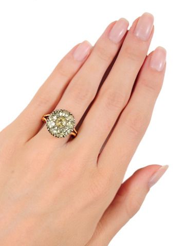 Late 18th C. Chrysoberyl Cluster Ring Late 18th C. Chrysoberyl Cluster Ring