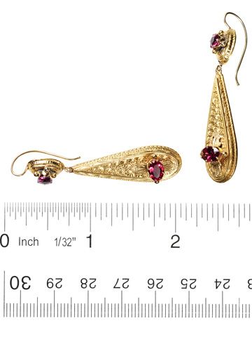 Victorian Garnets in a Teardrop Pendant Earring Victorian Garnets in a Teardrop Pendant Earring