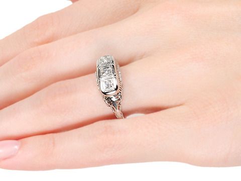 Trifecta of Diamonds: Mid 20th C. Ring Trifecta of Diamonds: Mid 20th C. Ring