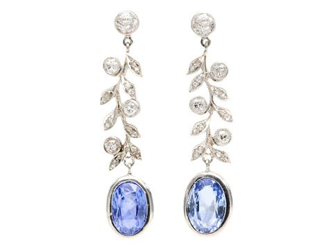 Classic Edwardian Ceylon Sapphire Diamond Earrings Classic Edwardian Ceylon Sapphire Diamond Earrings