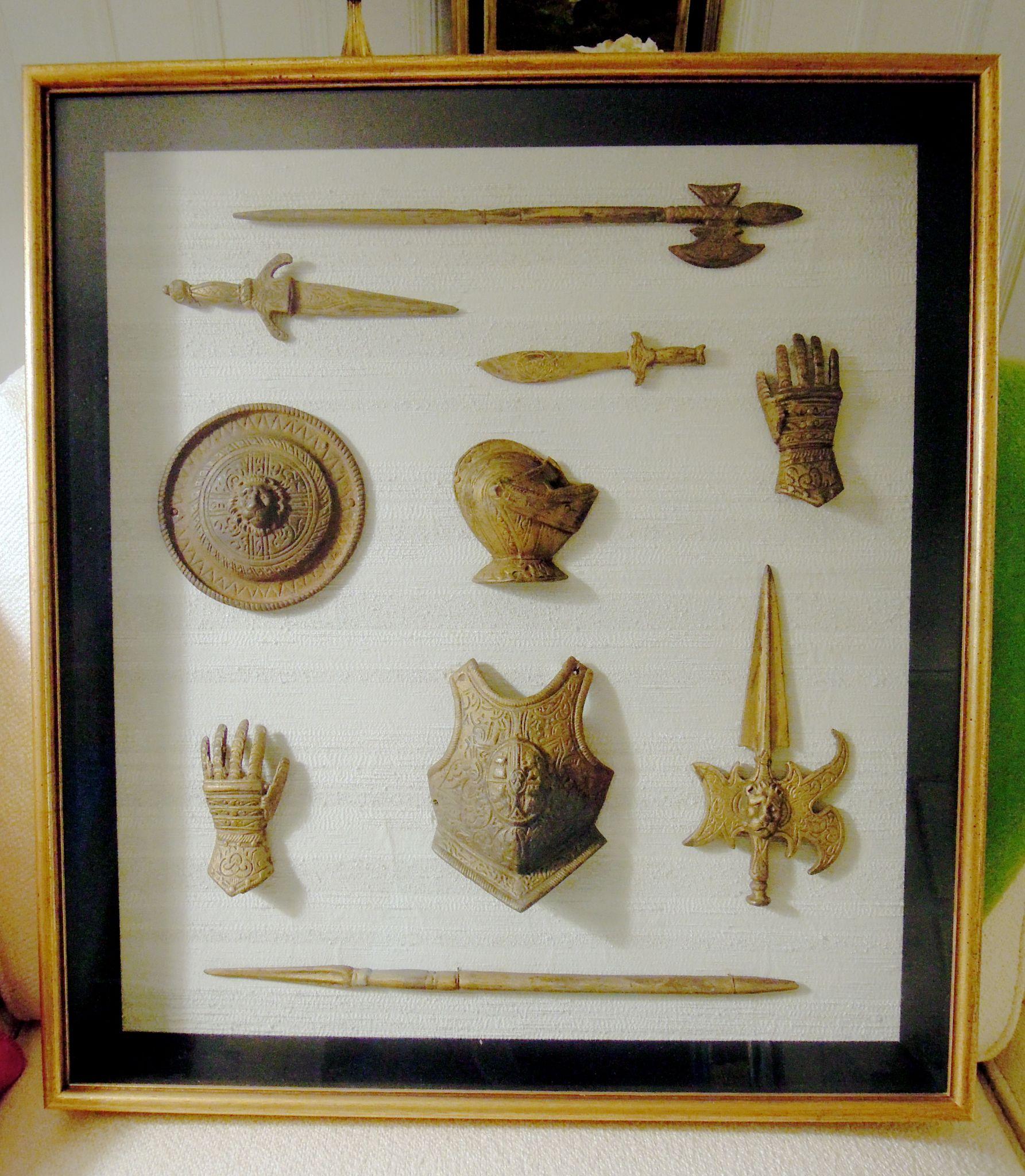 A Wonderful Collection of Ancient Armor Museum Pieces, Framed A Wonderful Collection of Ancient Armor Museum Pieces, Framed