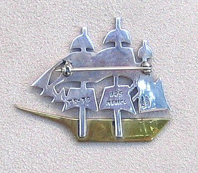 Vintage Mexican Sterling Silver Clipper Ship Pin TS- 79 Two Trees Vintage Mexican Sterling Silver Clipper Ship Pin TS- 79 Two Trees