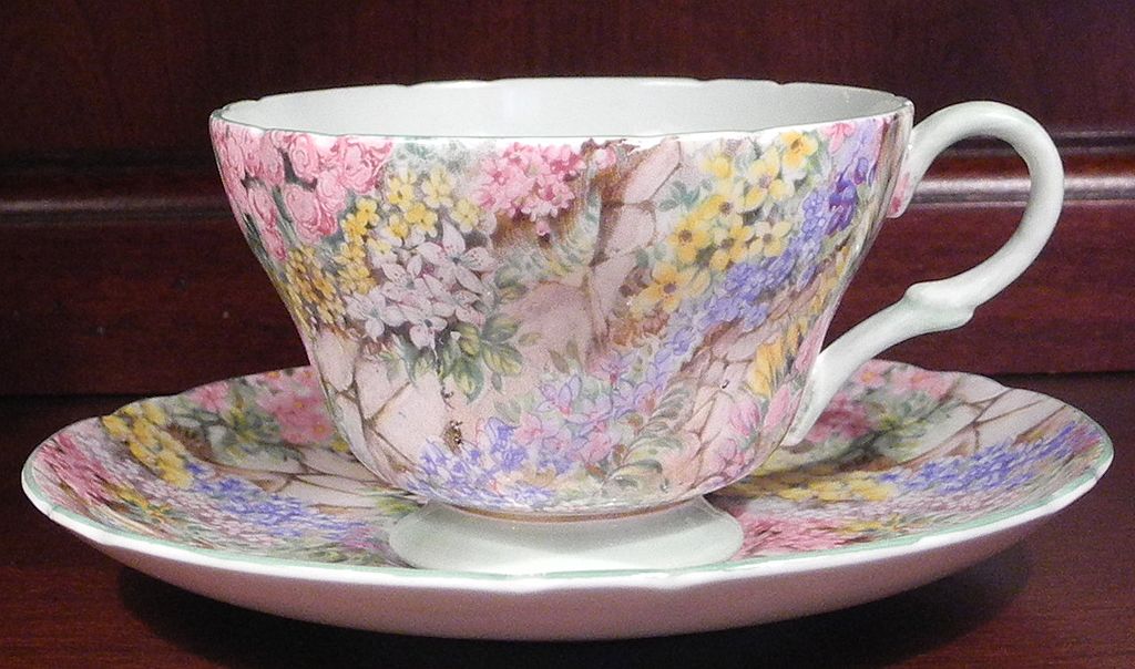 Shelley Rock Garden Chintz Bone China Teacup and Saucer Shelley Rock Garden Chintz Bone China Teacup and Saucer