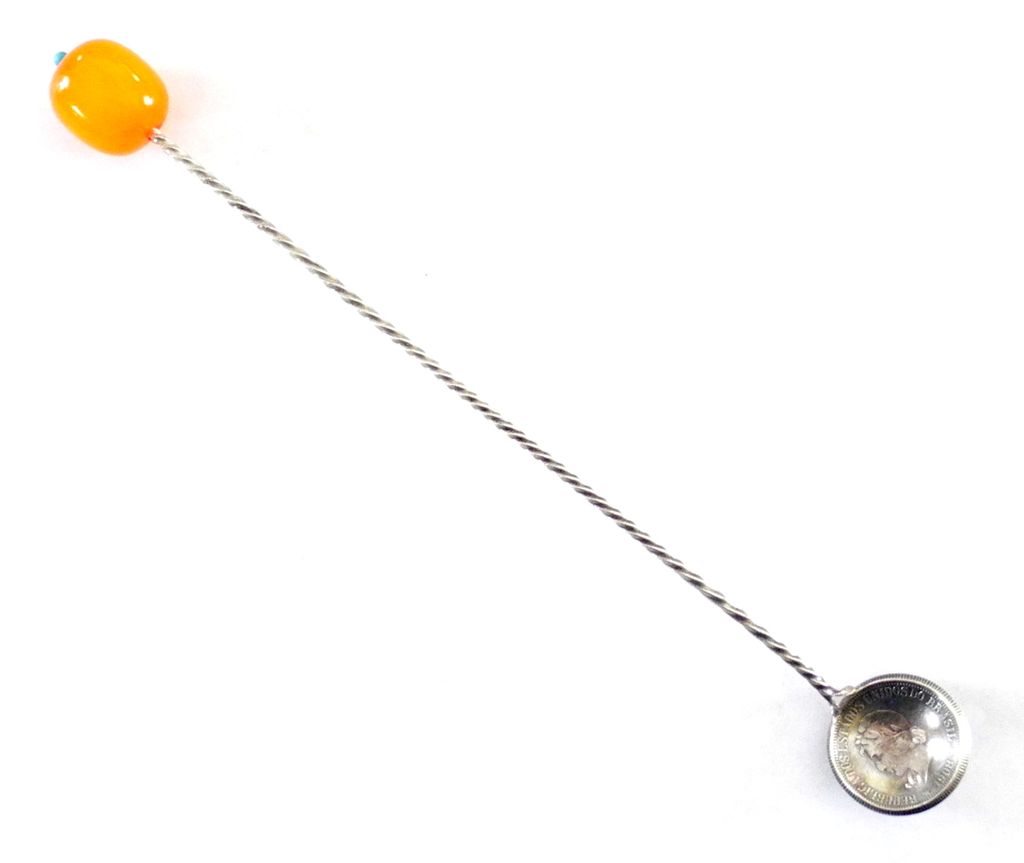 Brazilian Silver Coin and Orange Agate Spoon Brazilian Silver Coin and Orange Agate Spoon