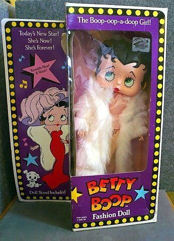 Betty Boop Doll in Fur Coat, Original Box, c. 1986 Betty Boop Doll in Fur Coat, Original Box, c. 1986