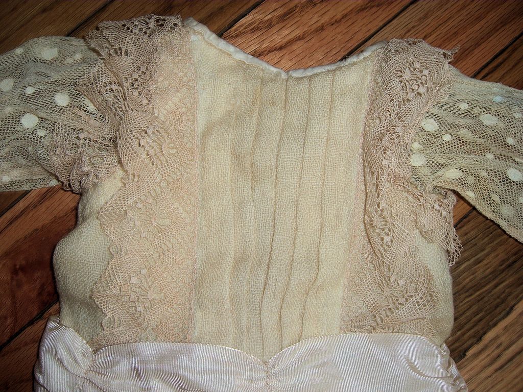 Stunning Cream Wool Antique Doll Dress - French Made Stunning Cream Wool Antique Doll Dress - French Made