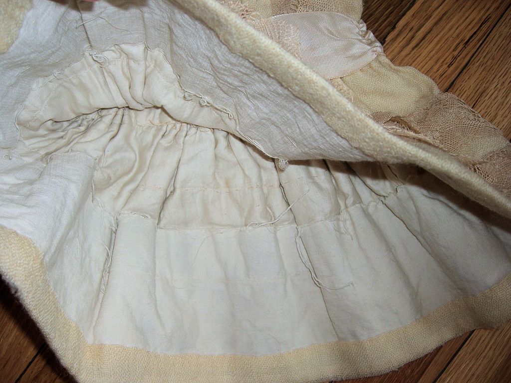 Stunning Cream Wool Antique Doll Dress - French Made Stunning Cream Wool Antique Doll Dress - French Made