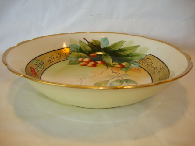 Awesome Limoges Porcelain Bowl ~ Decorate with Rainier Cherries by Pickard Artist J. Heinz ~ Mavaleix Limoges France / Pickard Studio Chicago France 1895-1905 Awesome Limoges Porcelain Bowl ~ Decorate with Rainier Cherries by Pickard Artist J. Heinz ~ Mavaleix Limoges France / Pickard Studio Chicago France 1895-1905