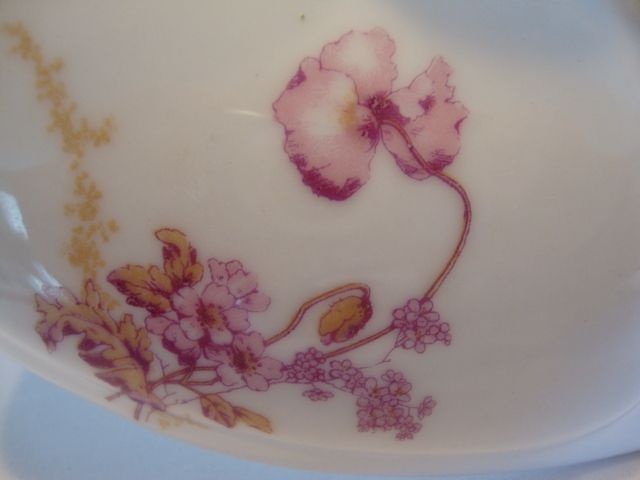 Awesome Covered Dish ~ Limoges Porcelain ~ Factory Decorated with Magenta Flowers ~ Jean Pouyat Limoges France 1890-1932 Awesome Covered Dish ~ Limoges Porcelain ~ Factory Decorated with Magenta Flowers ~ Jean Pouyat Limoges France 1890-1932