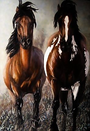 Original oil painting by Carolyn Mock - titled "No Fences", Oil on canvas 55'' x 43'', signed by artist. Original oil painting by Carolyn Mock - titled "No Fences", Oil on canvas 55'' x 43'', signed by artist.