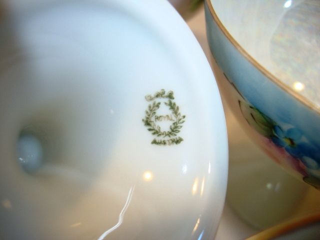 Set of (4) Awesome Austrian Porcelain Punch Cups ~ Hand Painted with Blue Flowers ~ Artist Signed "Kellery" ~ Oscar & edger Gutherz Austria 1899-1916 Set of (4) Awesome Austrian Porcelain Punch Cups ~ Hand Painted with Blue Flowers ~ Artist Signed "Kellery" ~ Oscar & edger Gutherz Austria 1899-1916