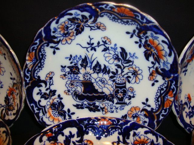 6 ~Brightly Imari / Gaudy Welsh Colored English Bowls ~ England 1895 6 ~Brightly Imari / Gaudy Welsh Colored English Bowls ~ England 1895