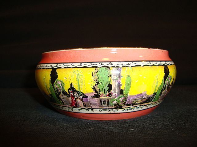 Great Old English Earthenware Dish and Tray ~ Garden Courting Scene ~ Royal Winton ~ Grimwades ~ Stoke on Trent England 1930 + Great Old English Earthenware Dish and Tray ~ Garden Courting Scene ~ Royal Winton ~ Grimwades ~ Stoke on Trent England 1930 +