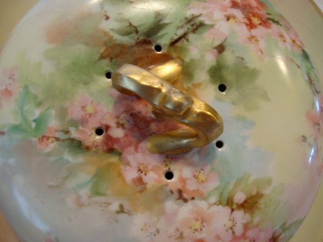 Beautiful Covered Pancake Dish ~ Limoges Porcelain ~ Hand Painted with Pink Cherry Blossoms ~ Jean Pouyat Limoges France 1890-1932 Beautiful Covered Pancake Dish ~ Limoges Porcelain ~ Hand Painted with Pink Cherry Blossoms ~ Jean Pouyat Limoges France 1890-1932