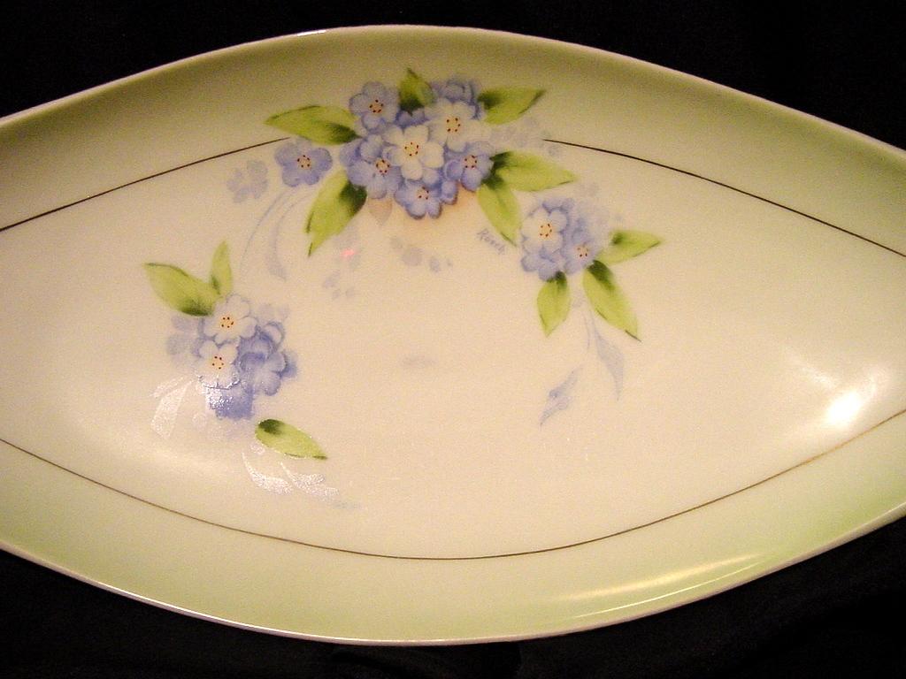 Double handled 13'' Bavaria Hand Painted Celery Dish Artist "Rosch" Double handled 13'' Bavaria Hand Painted Celery Dish Artist "Rosch"
