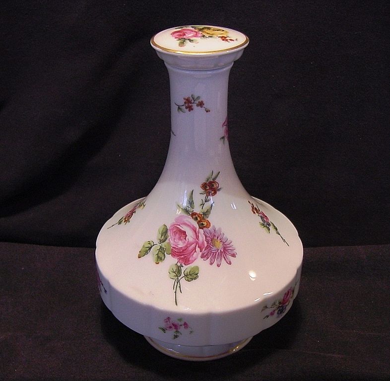 Wonderful Limoges Porcelain Decanter ~ Studio Decorated with Pink Roses ~ Chantilly Pattern ~ Haviland France 1894-1931 Wonderful Limoges Porcelain Decanter ~ Studio Decorated with Pink Roses ~ Chantilly Pattern ~ Haviland France 1894-1931