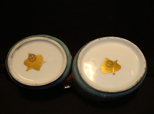 Beautiful Pickard Decorated Porcelain Cream & Sugar Set with Lid ~ Hand Painted with Vellum Landscape Scene ~ Artist F. JAMES Signed ~ WA Pickard Studio Chicago IL 1912 -1918 Beautiful Pickard Decorated Porcelain Cream & Sugar Set with Lid ~ Hand Painted with Vellum Landscape Scene ~ Artist F. JAMES Signed ~ WA Pickard Studio Chicago IL 1912 -1918