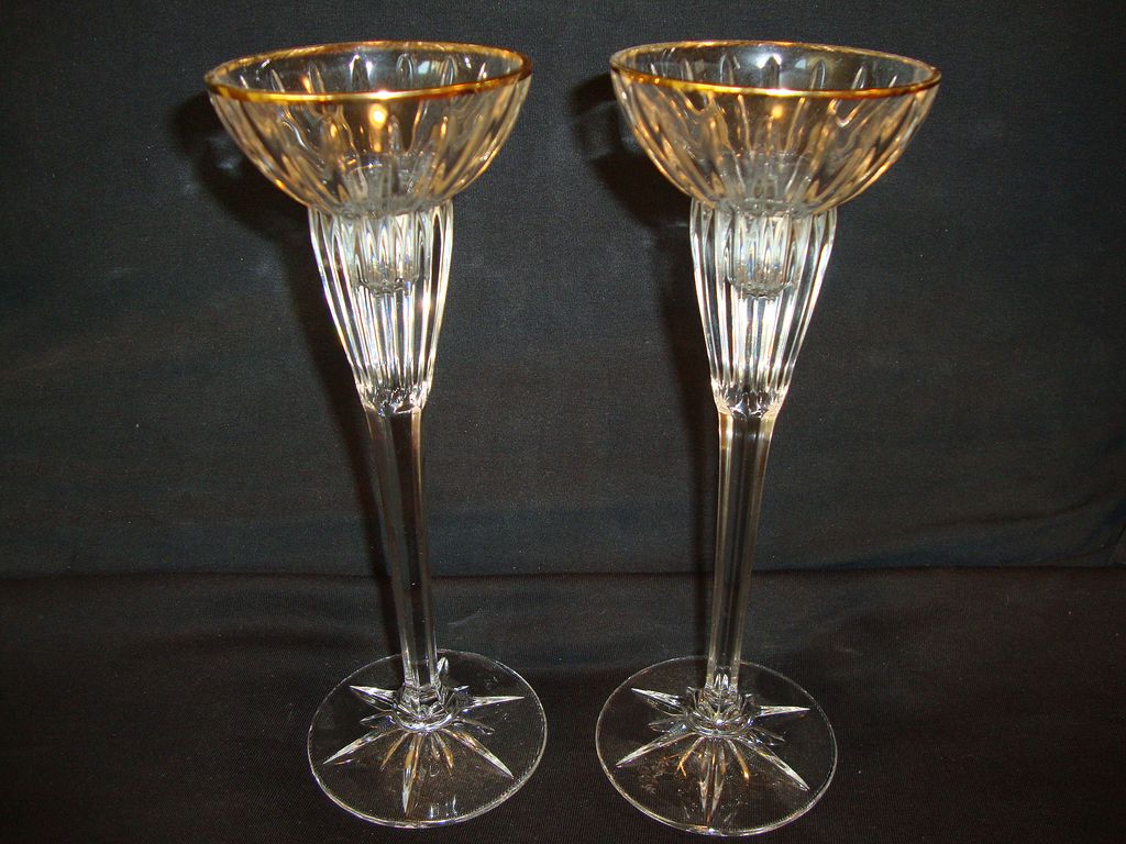 Mikasa Crystal GOLDEN TIARA Single Light Candlestick Mikasa Crystal GOLDEN TIARA Single Light Candlestick