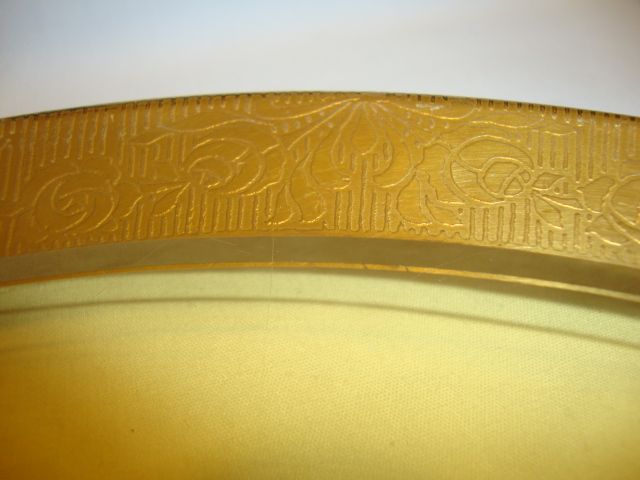 Wonderful Handled Sandwich Tray / Plate ~ Amber Glass with gold Encrusted Rambler Roses Design Rim ~ Paden City or Tiffin Glass Co mid 1900's Wonderful Handled Sandwich Tray / Plate ~ Amber Glass with gold Encrusted Rambler Roses Design Rim ~ Paden City or Tiffin Glass Co mid 1900's