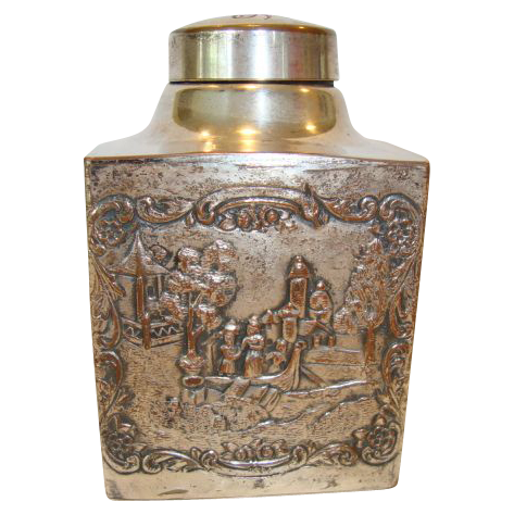 Nice Repousse Tea Caddy ~ Silver over Copper ~ WEBSTER MFG - New York 1860-1928 Nice Repousse Tea Caddy ~ Silver over Copper ~ WEBSTER MFG - New York 1860-1928