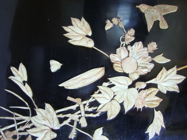 Two stunning 14" High, Japanese Lacquer panels ~ Birds & Bamboo ~ Early 1900's Two stunning 14" High, Japanese Lacquer panels ~ Birds & Bamboo ~ Early 1900's