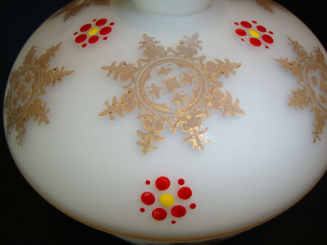 Frosted Glass Vanity Set Perfume Bottle & Powder Box ~ Hand Painted ~ Made in Germany Frosted Glass Vanity Set Perfume Bottle & Powder Box ~ Hand Painted ~ Made in Germany