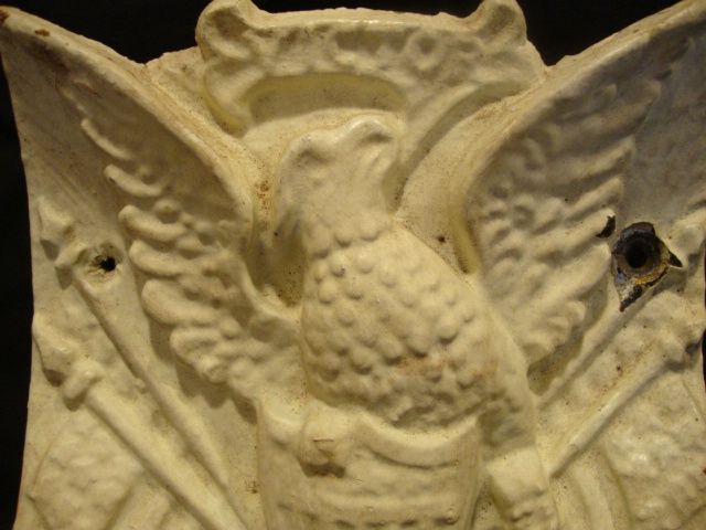 Cast Iron Architectural Piece With Shield-Breasted American Eagle and Flags ~ Victor Iron Works late 1800's Cast Iron Architectural Piece With Shield-Breasted American Eagle and Flags ~ Victor Iron Works late 1800's