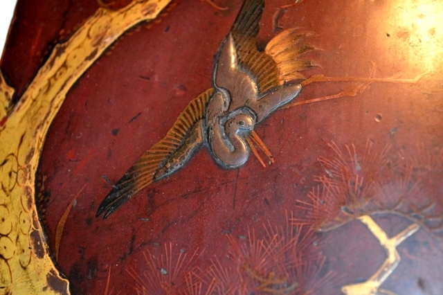 Gorgeous Red Lacquer Letter Box with Drawer and Letter slots ~ lovely Cranes and Flowers ~Late 1800's / Early 1900's Gorgeous Red Lacquer Letter Box with Drawer and Letter slots ~ lovely Cranes and Flowers ~Late 1800's / Early 1900's