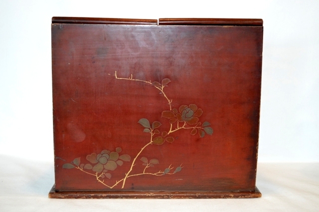 Gorgeous Red Lacquer Letter Box with Drawer and Letter slots ~ lovely Cranes and Flowers ~Late 1800's / Early 1900's Gorgeous Red Lacquer Letter Box with Drawer and Letter slots ~ lovely Cranes and Flowers ~Late 1800's / Early 1900's