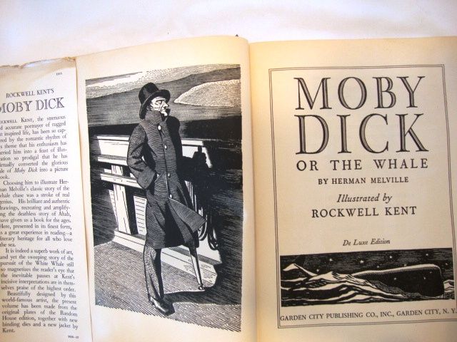 Moby Dick by Herman Melville, 1937 Garden City Publishing, Illustrated by Rockwell Kent. Deluxe Edition with dust jacket. Moby Dick by Herman Melville, 1937 Garden City Publishing, Illustrated by Rockwell Kent. Deluxe Edition with dust jacket.