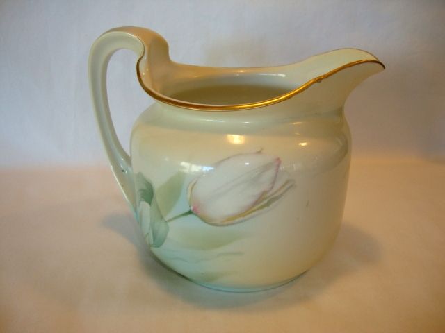 Wonderful German Cider / Water Pitcher with Pink & White Tulip Pattern ~ Reinhold Schlegelmilch- R.S. Germany - ca 1910 – 1938 Wonderful German Cider / Water Pitcher with Pink & White Tulip Pattern ~ Reinhold Schlegelmilch- R.S. Germany - ca 1910 – 1938