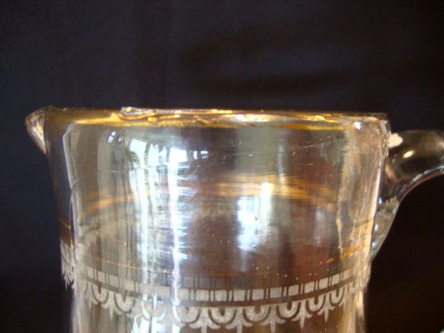 Unbelievable Floral Etched European Water Pitcher and Set of Four Tumblers ~ Hand Blown ~ Melon Shape ~ 1800's Unbelievable Floral Etched European Water Pitcher and Set of Four Tumblers ~ Hand Blown ~ Melon Shape ~ 1800's