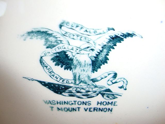 Nice Dark Teal Transferware Plate ~ American Scenes: Washington Home Mt. Vernon~ Buffalo Pottery Buffalo NY 1903-1910 Nice Dark Teal Transferware Plate ~ American Scenes: Washington Home Mt. Vernon~ Buffalo Pottery Buffalo NY 1903-1910