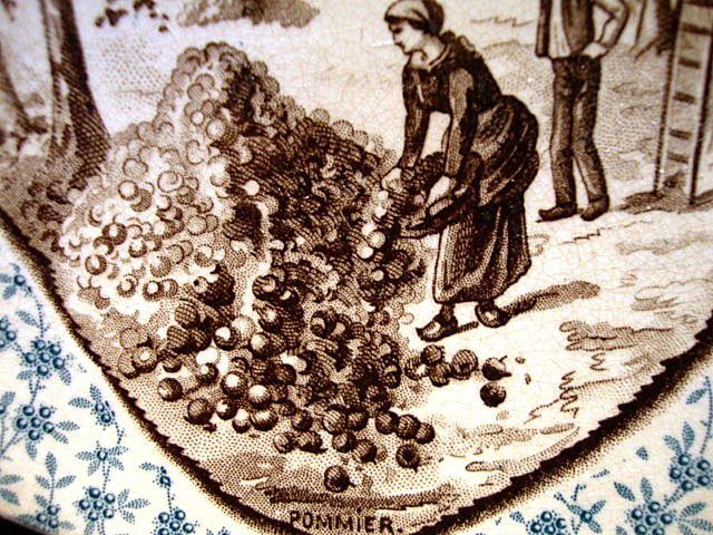 Beautiful German / French Faience Plaque ~ Teal & Brown Apple Orchid Scene ~ Utzschneider & Cie Germany (SARREGUEMINES) 1894-1918 Beautiful German / French Faience Plaque ~ Teal & Brown Apple Orchid Scene ~ Utzschneider & Cie Germany (SARREGUEMINES) 1894-1918