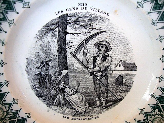 Wonderful French Faience ~ The Villagers Set ~ #10 The Harvester ~ Creil and Montereau, Barluet and Co. 1876-1884 Wonderful French Faience ~ The Villagers Set ~ #10 The Harvester ~ Creil and Montereau, Barluet and Co. 1876-1884
