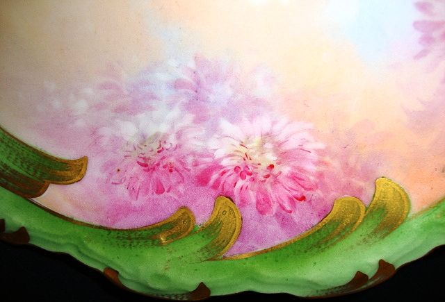 A. Bronssillon Limoges Masterpiece of Burgundy, Pink & White Chrysanthemums Hand Painted Plate – B & H Limoges 1900-1914 & Coiffe A. Bronssillon Limoges Masterpiece of Burgundy, Pink & White Chrysanthemums Hand Painted Plate – B & H Limoges 1900-1914 & Coiffe