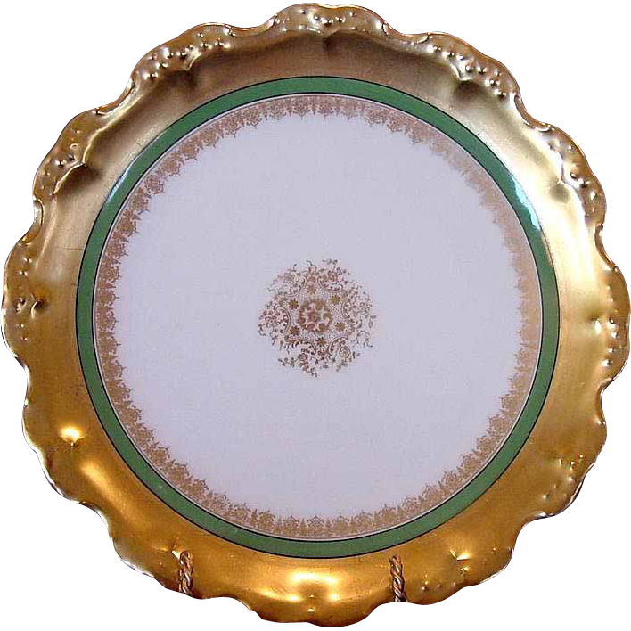 Exquisite Limoges Porcelain Cabinet Plate – WIDE GOLD Rim on White~ Blakeman & Henderson , Coiffe / B & H 1891-1914 Exquisite Limoges Porcelain Cabinet Plate – WIDE GOLD Rim on White~ Blakeman & Henderson , Coiffe / B & H 1891-1914