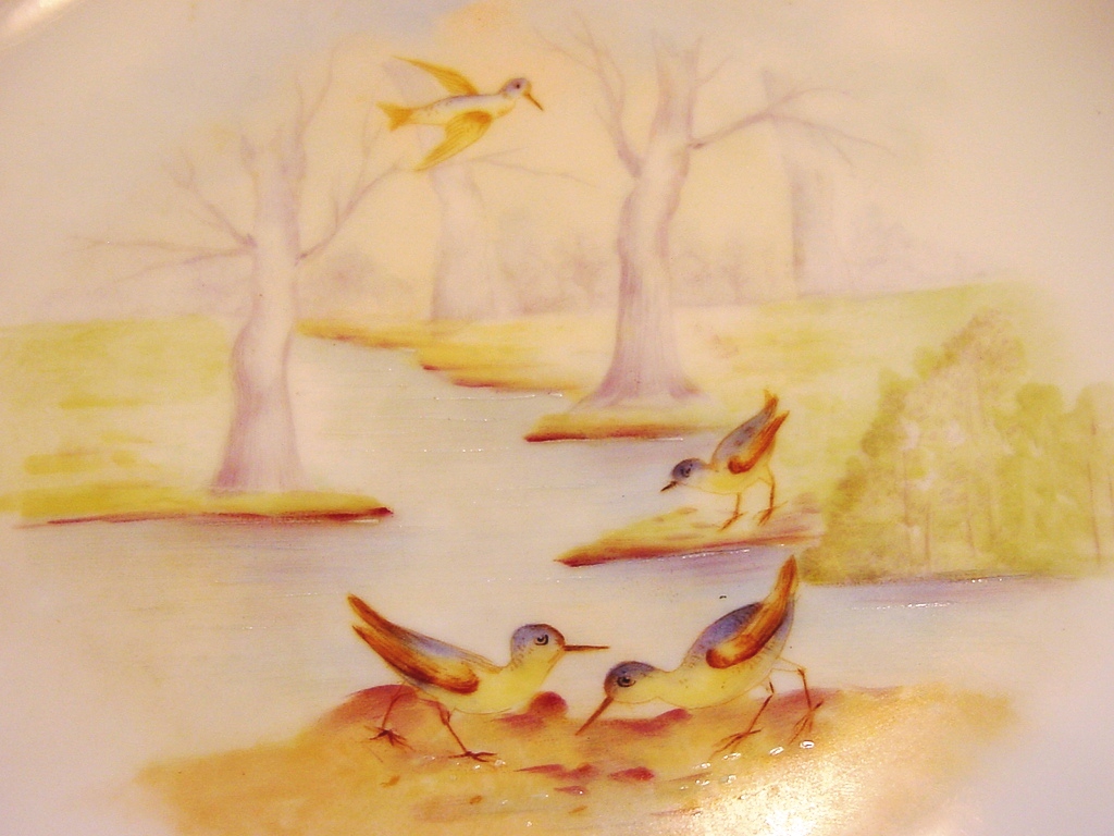 UNBELIEVABLE~ (7) Piece Limoges Game Set. ca.1903-1917 Hand Painted:Pitkin & Brooks Studio. Beautiful Shore Birds in Marsh Land Scenes. ~ Elite Works / Pitkin & Brooks UNBELIEVABLE~ (7) Piece Limoges Game Set. ca.1903-1917 Hand Painted:Pitkin & Brooks Studio. Beautiful Shore Birds in Marsh Land Scenes. ~ Elite Works / Pitkin & Brooks